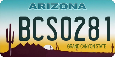 AZ license plate BCS0281