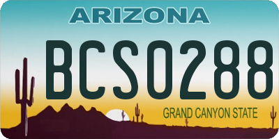 AZ license plate BCS0288