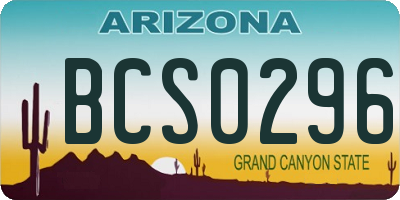 AZ license plate BCS0296