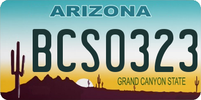 AZ license plate BCS0323