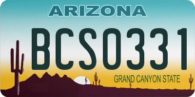 AZ license plate BCS0331