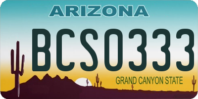 AZ license plate BCS0333