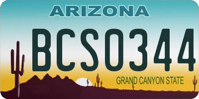 AZ license plate BCS0344