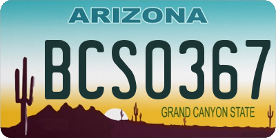 AZ license plate BCS0367