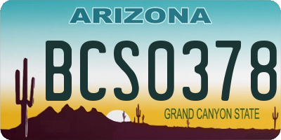 AZ license plate BCS0378