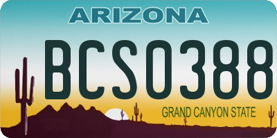 AZ license plate BCS0388