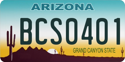 AZ license plate BCS0401