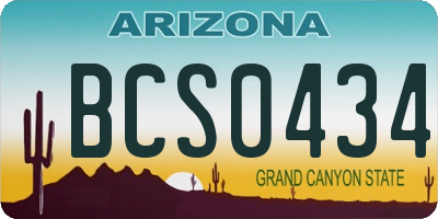 AZ license plate BCS0434