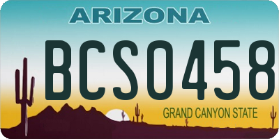 AZ license plate BCS0458