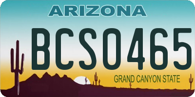 AZ license plate BCS0465