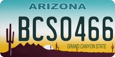 AZ license plate BCS0466