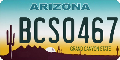 AZ license plate BCS0467