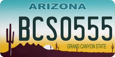 AZ license plate BCS0555