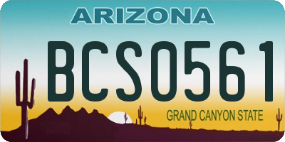 AZ license plate BCS0561