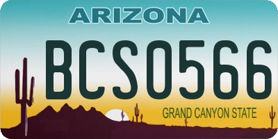 AZ license plate BCS0566