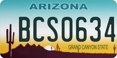 AZ license plate BCS0634