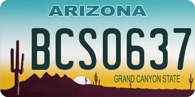 AZ license plate BCS0637