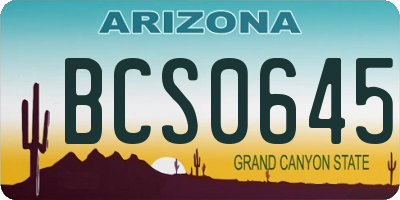 AZ license plate BCS0645