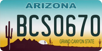 AZ license plate BCS0670