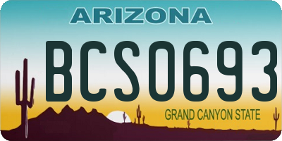 AZ license plate BCS0693