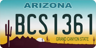 AZ license plate BCS1361