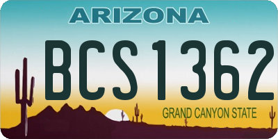 AZ license plate BCS1362