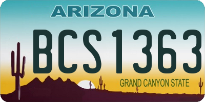 AZ license plate BCS1363