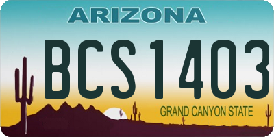 AZ license plate BCS1403