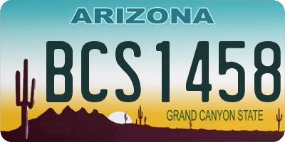 AZ license plate BCS1458