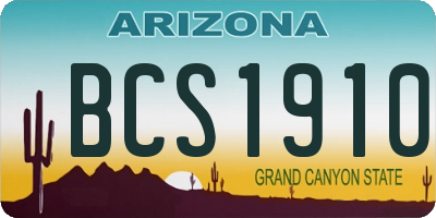 AZ license plate BCS1910