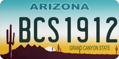 AZ license plate BCS1912