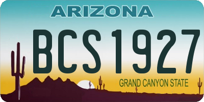 AZ license plate BCS1927