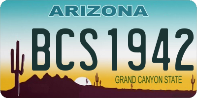 AZ license plate BCS1942