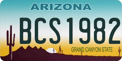 AZ license plate BCS1982