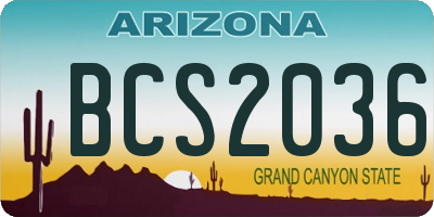 AZ license plate BCS2036