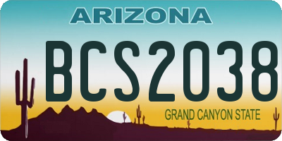 AZ license plate BCS2038