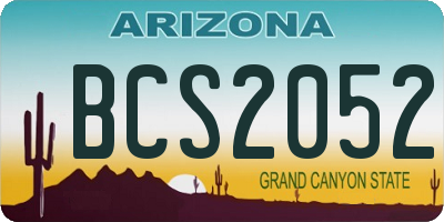 AZ license plate BCS2052