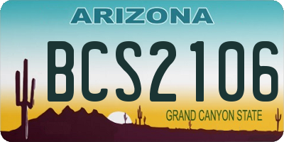 AZ license plate BCS2106