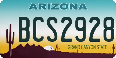 AZ license plate BCS2928