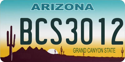 AZ license plate BCS3012