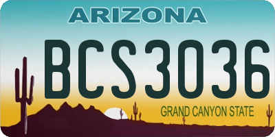 AZ license plate BCS3036