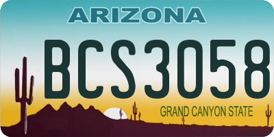 AZ license plate BCS3058