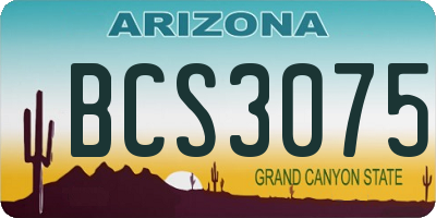 AZ license plate BCS3075