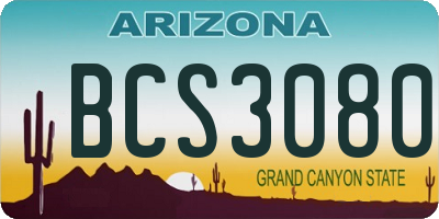 AZ license plate BCS3080