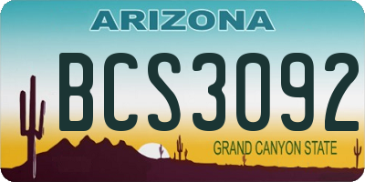 AZ license plate BCS3092