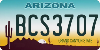 AZ license plate BCS3707