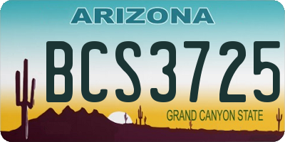 AZ license plate BCS3725