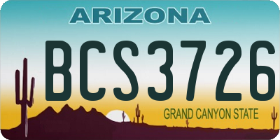 AZ license plate BCS3726