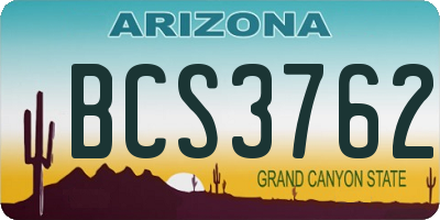 AZ license plate BCS3762