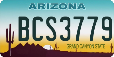 AZ license plate BCS3779